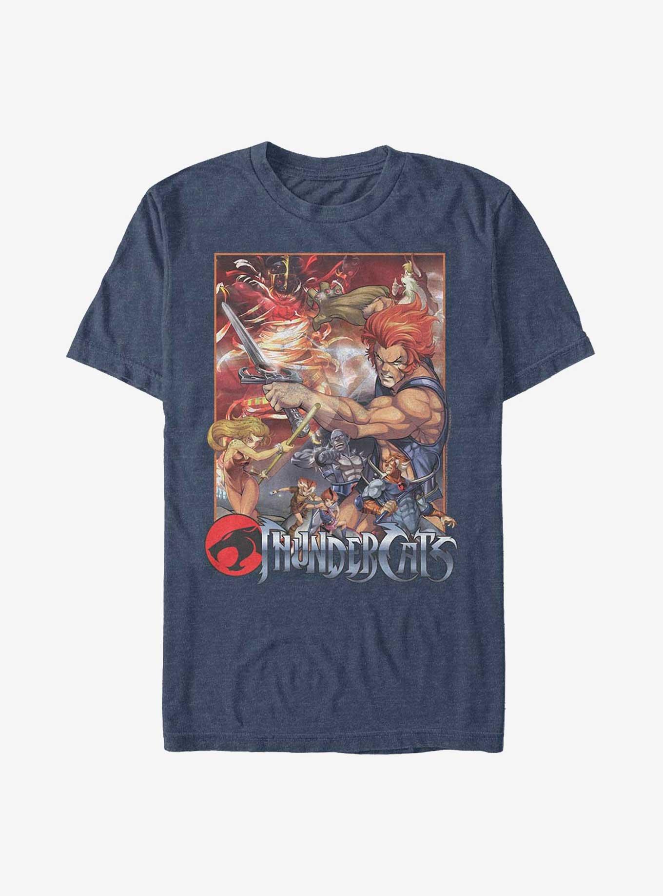 Thundercats Vintage Anime Poster T-Shirt, NAVY HTR, hi-res