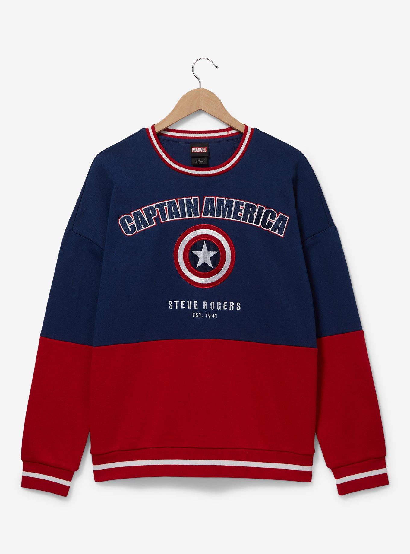 Marvel Captain America Panel Crewneck - BoxLunch Exclusive, MULTI, hi-res