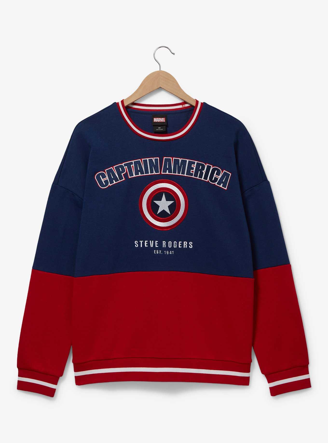 Marvel Captain America Panel Crewneck - BoxLunch Exclusive, , hi-res