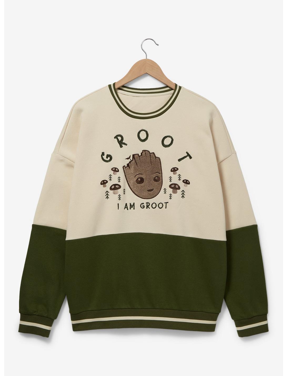 Marvel Guardians of the Galaxy Groot Panel Crewneck - BoxLunch Exclusive, MULTI, hi-res