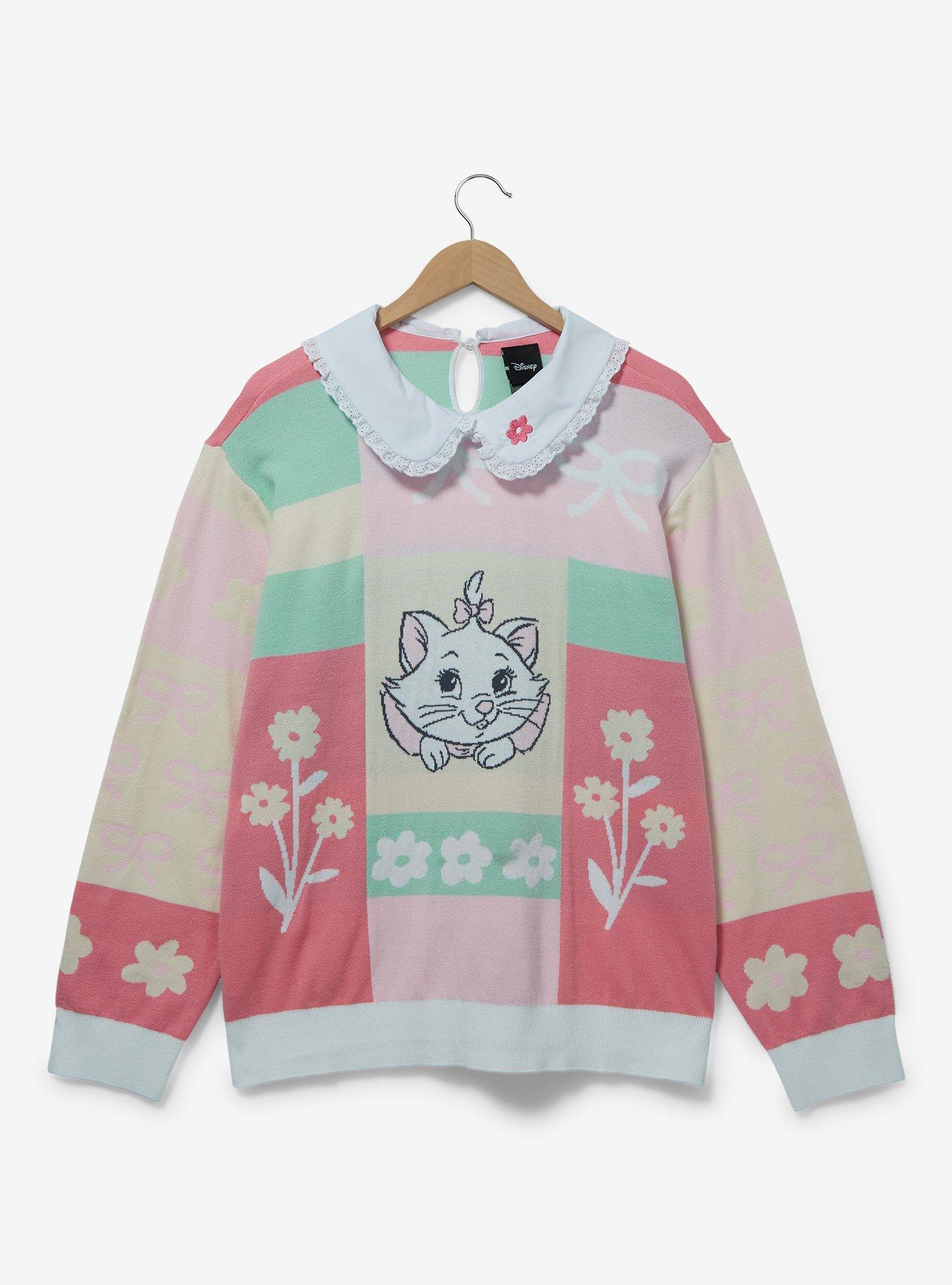 Disney The Aristocats Marie Floral Collared Women's Plus Size Sweater - BoxLunch Exclusive, MULTI, hi-res