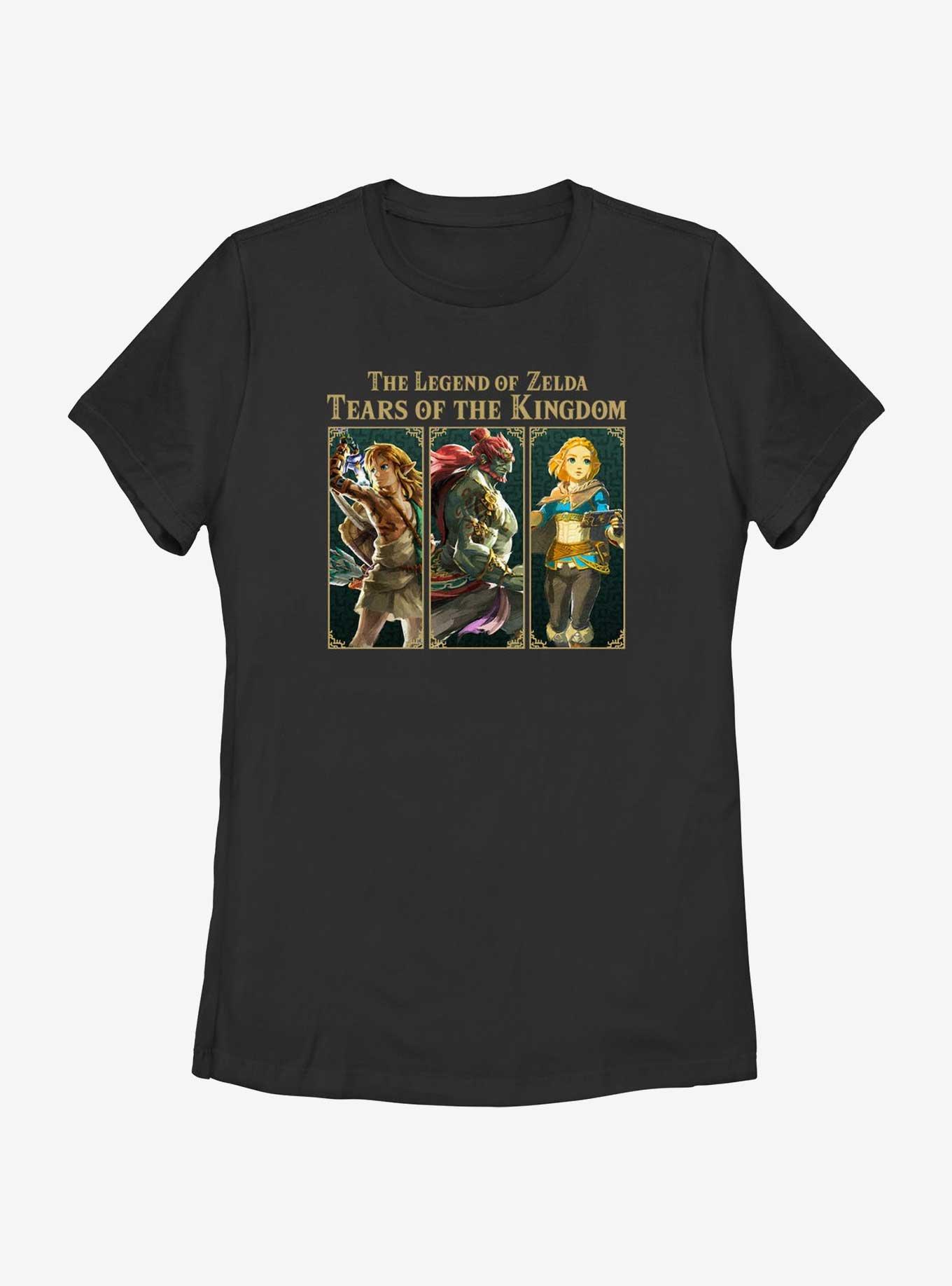 The Legend of Zelda: Tears of the Kingdom Trio Box Up Womens T-Shirt, BLACK, hi-res