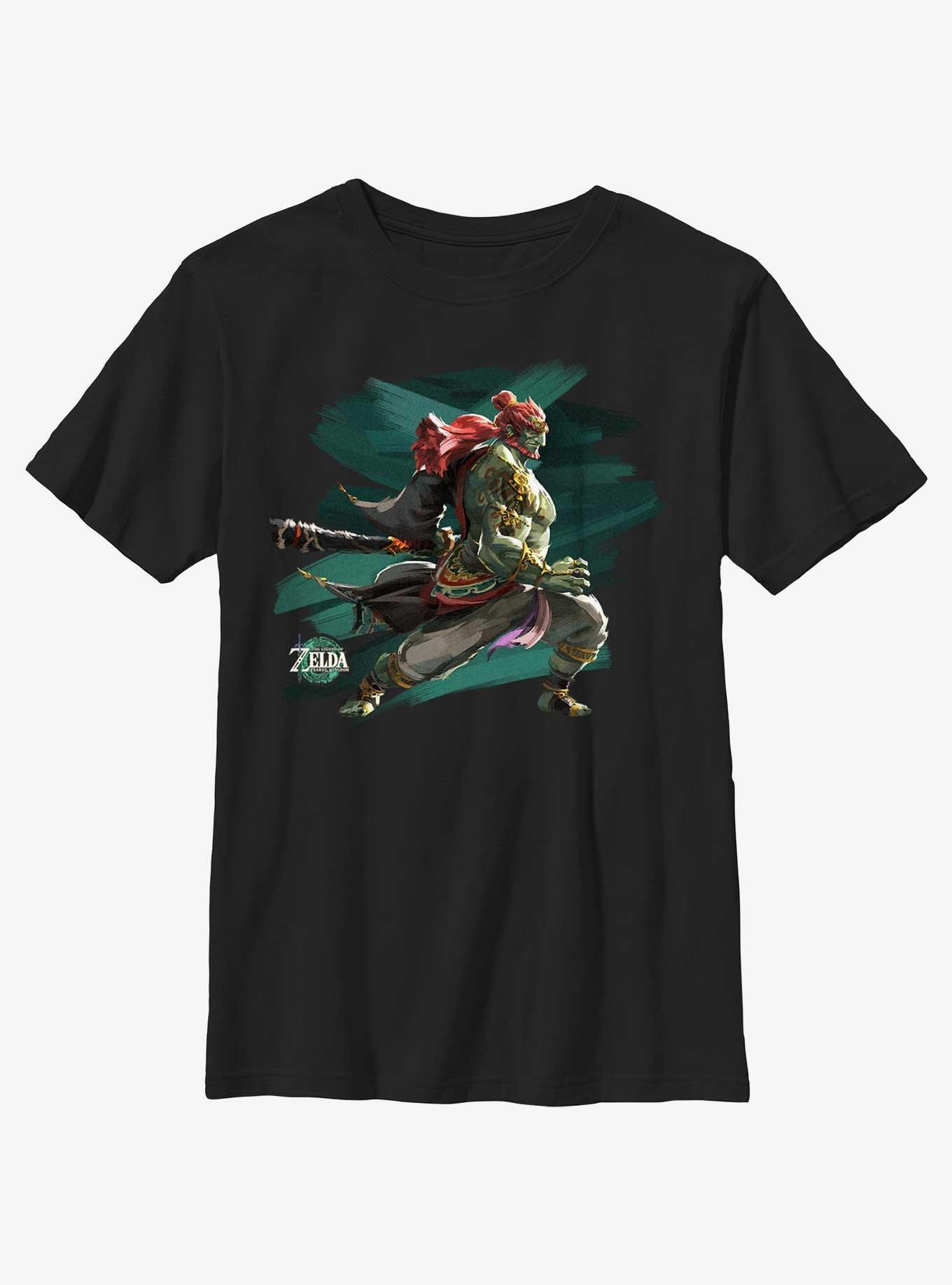 The Legend of Zelda: Tears of the Kingdom Ganondorf Logo Youth T-Shirt, BLACK, hi-res
