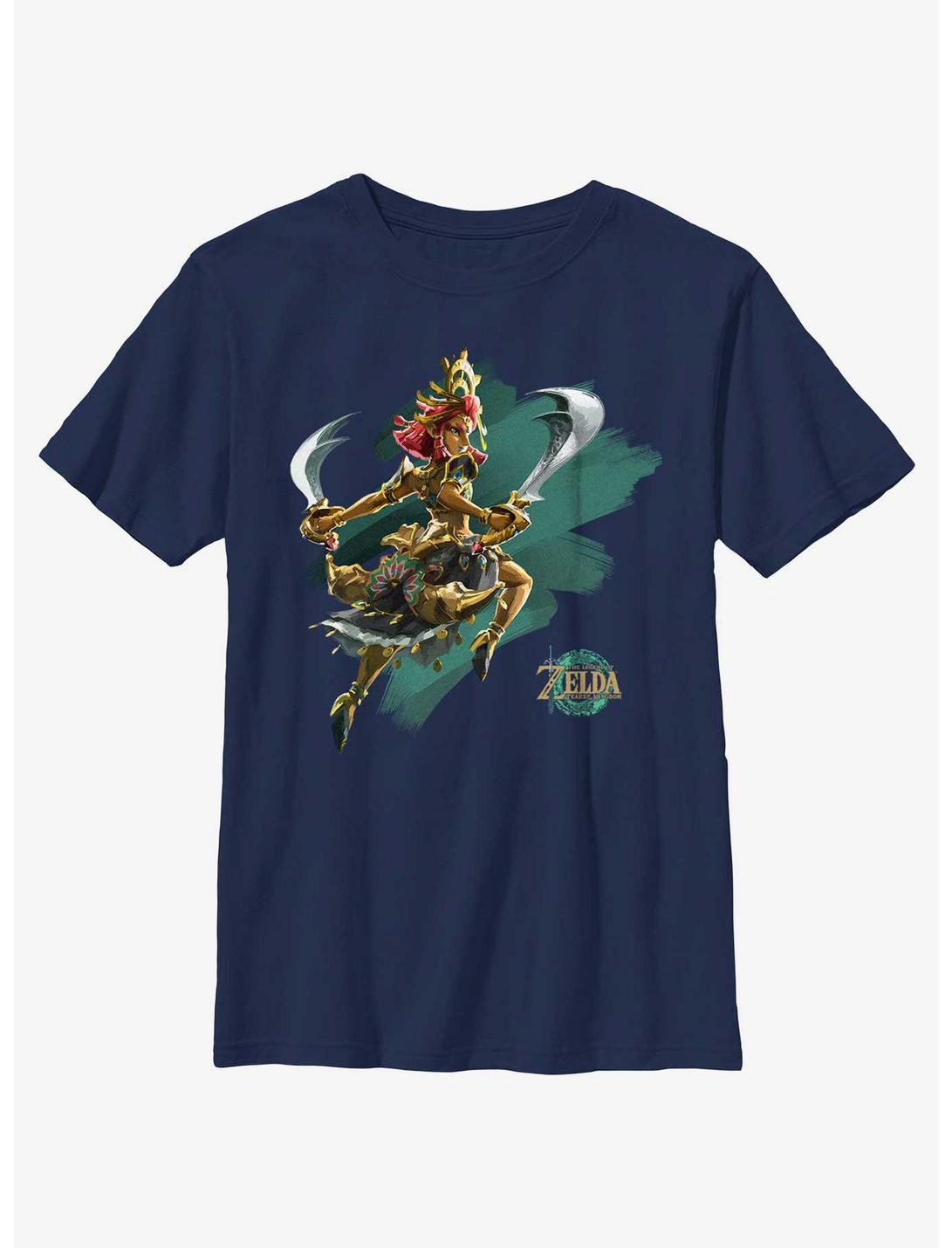 The Legend of Zelda: Tears of the Kingdom Riju Logo Youth T-Shirt, NAVY, hi-res