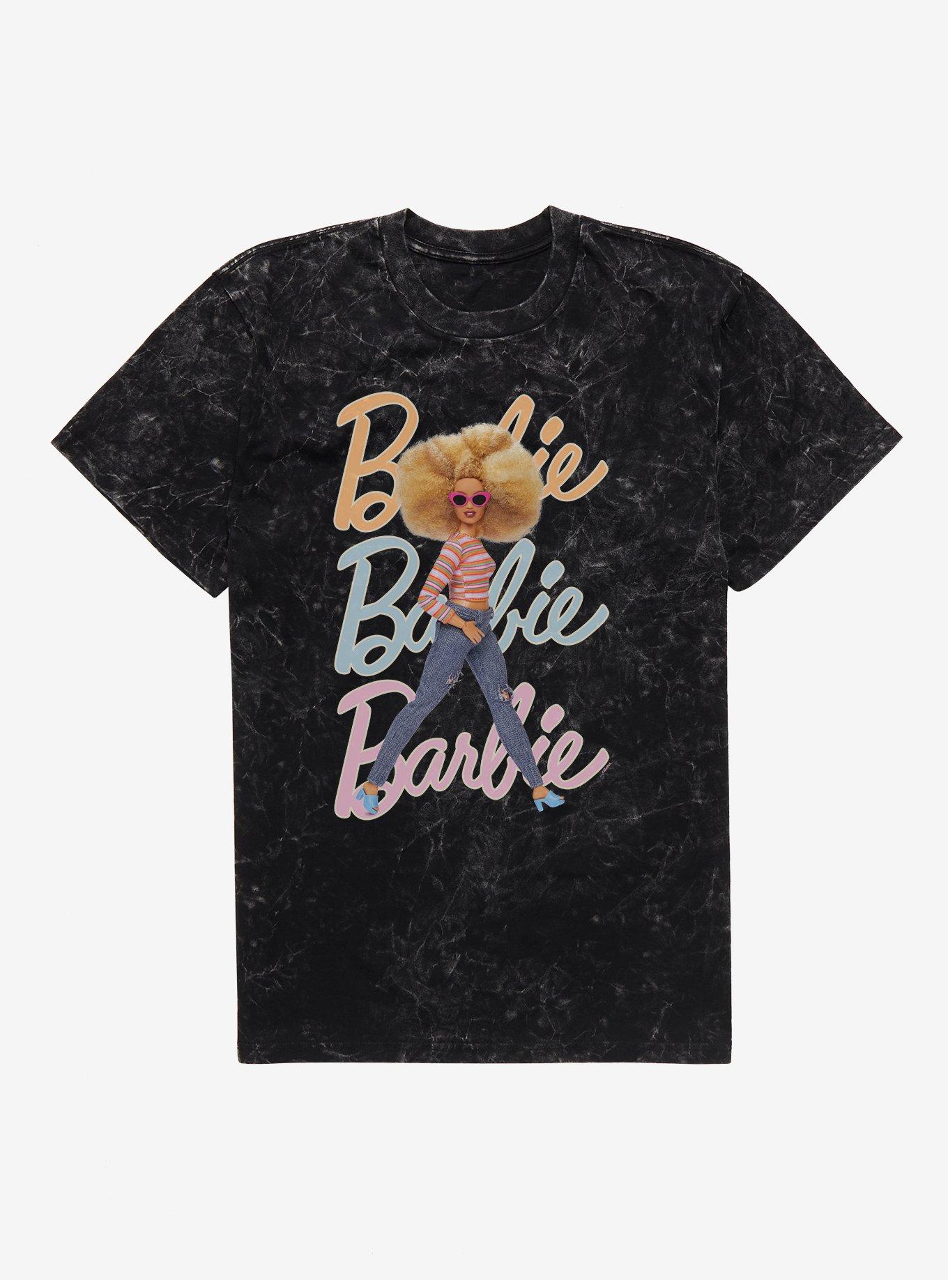 Barbie Tri-Logo Mineral Wash T-Shirt, BLACK MINERAL WASH, hi-res