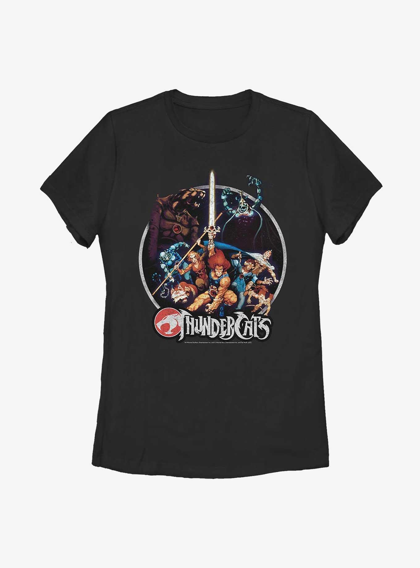 Thundercats Vintage Circle Poster Womens T-Shirt, BLACK, hi-res