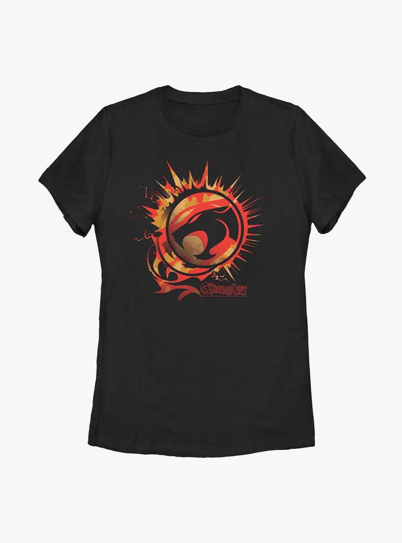 Thundercats Firey Coin Logo Womens T-Shirt, BLACK, hi-res