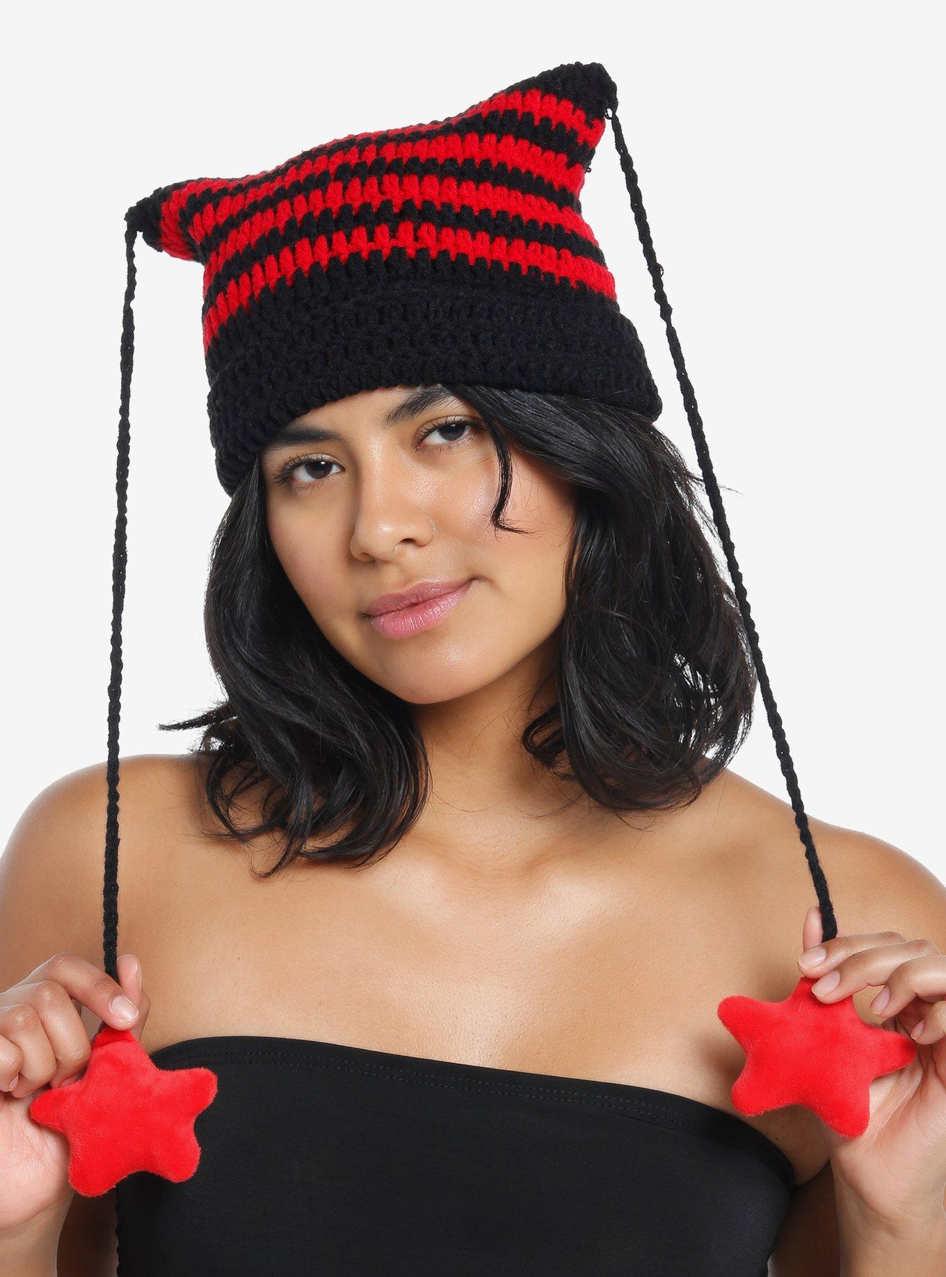 Red and black beanie 2024 hat