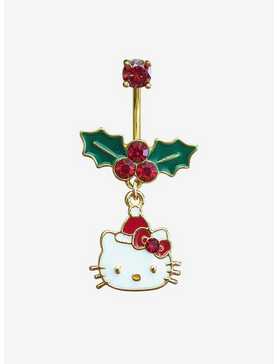 14G Steel Hello Kitty Holiday Navel Barbell, , hi-res
