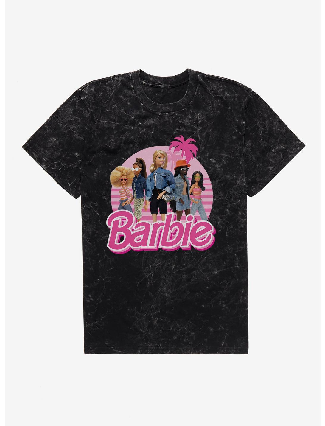 Barbie Palm Trees Mineral Wash T-Shirt, BLACK MINERAL WASH, hi-res