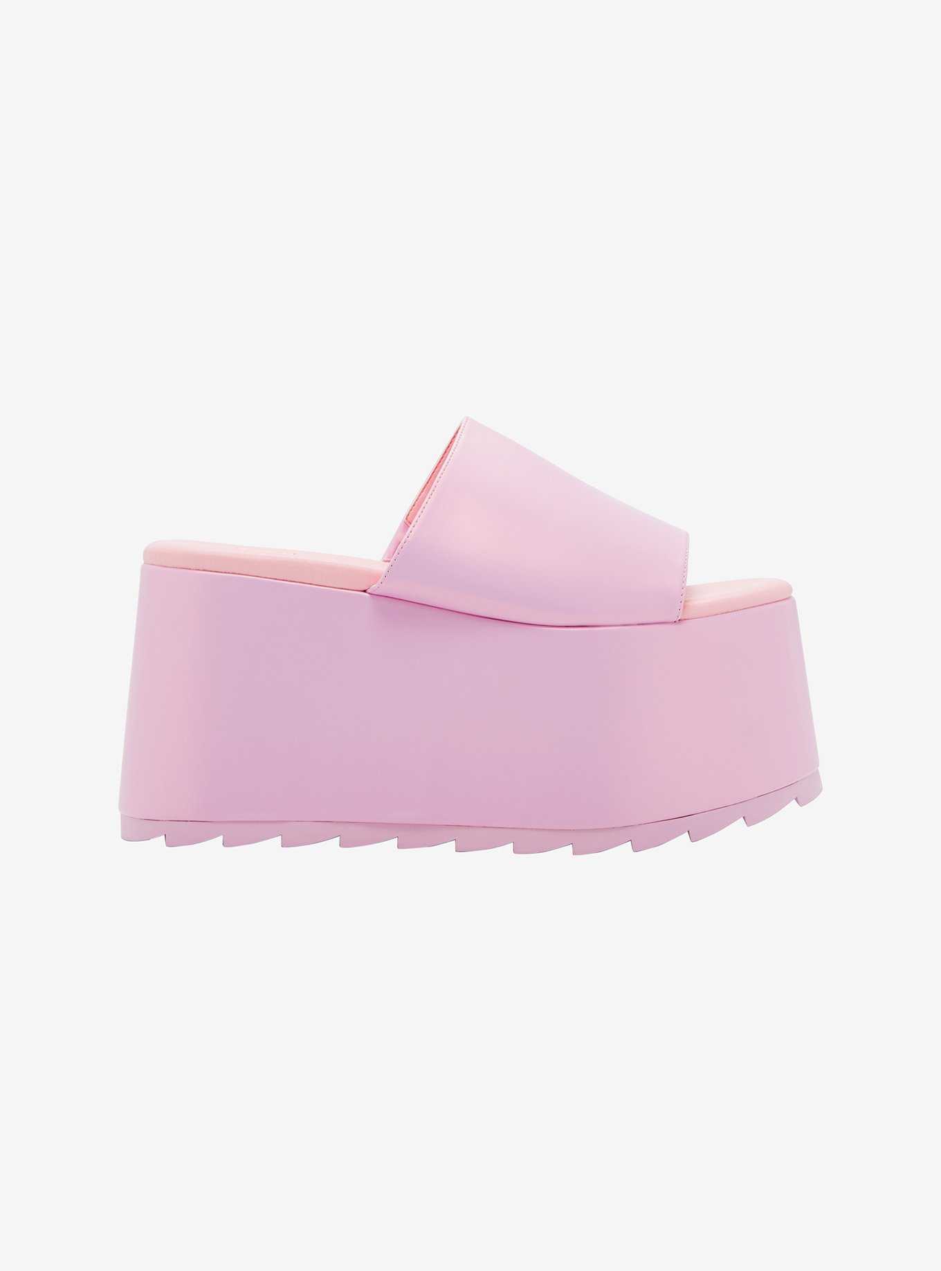 YRU Pastel Pink Platform Sandals, , hi-res