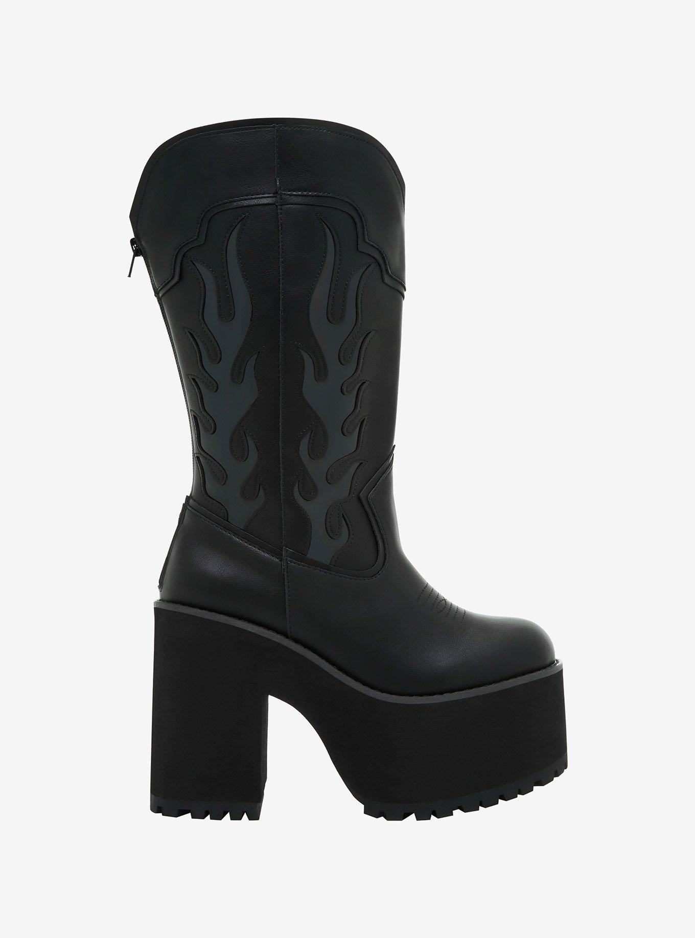 Nicky Black Pocket Chunky Knee High Boots