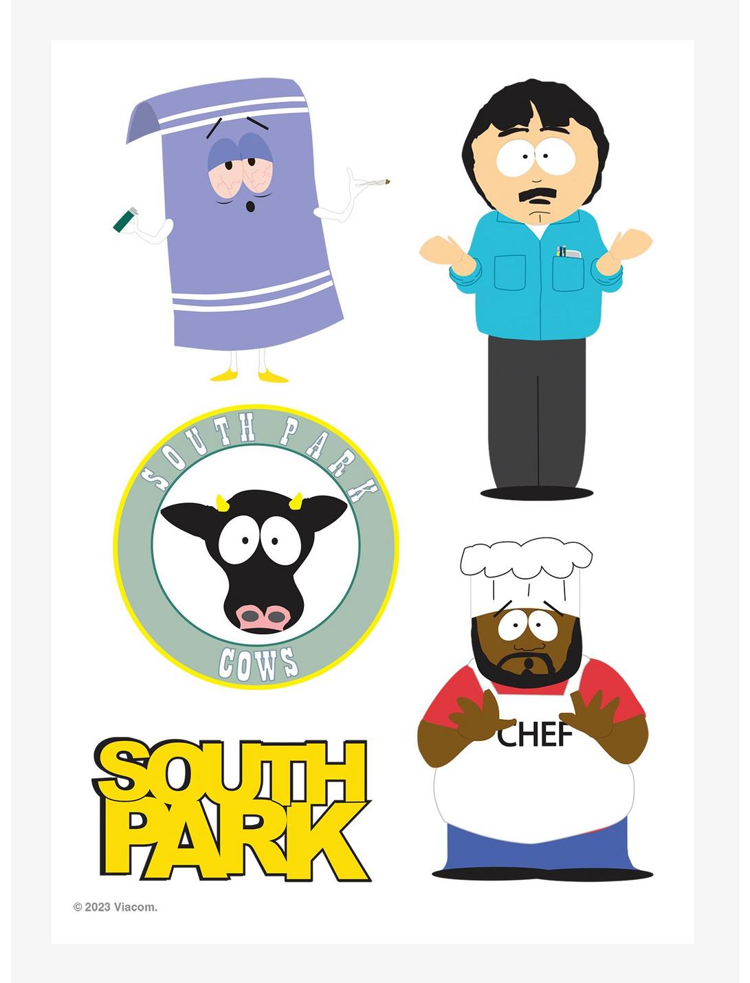 South Park Randy, Chef, Towelie Kiss-Cut Sticker Sheet, , hi-res