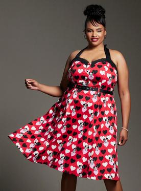 Her Universe Disney Mickey Mouse & Minnie Mouse Hearts Retro Halter Dress Plus Size Her Universe Exclusive