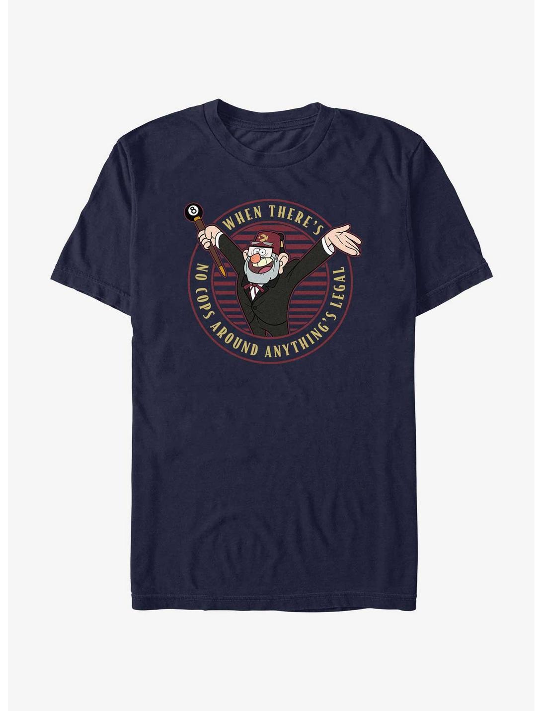 Gravity Falls Stan Anything Is Legal Badge Extra Soft T-Shirt, NAVY, hi-res
