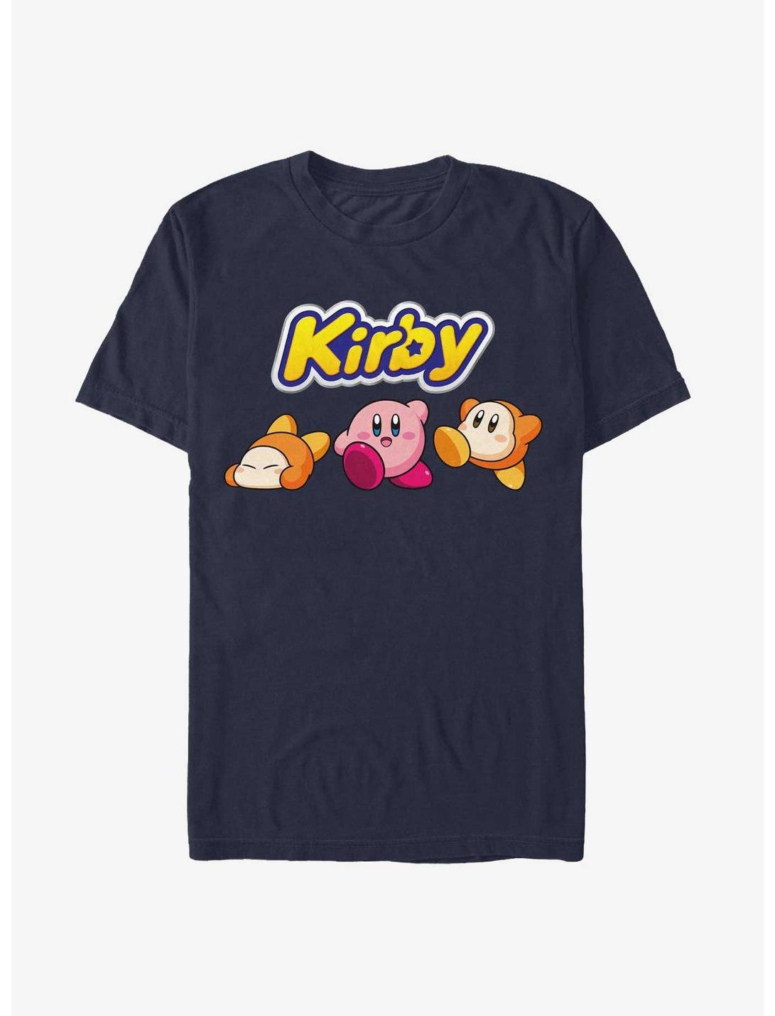 Kirby Waddle Dee and Kirby Logo Extra Soft T-Shirt, NAVY, hi-res