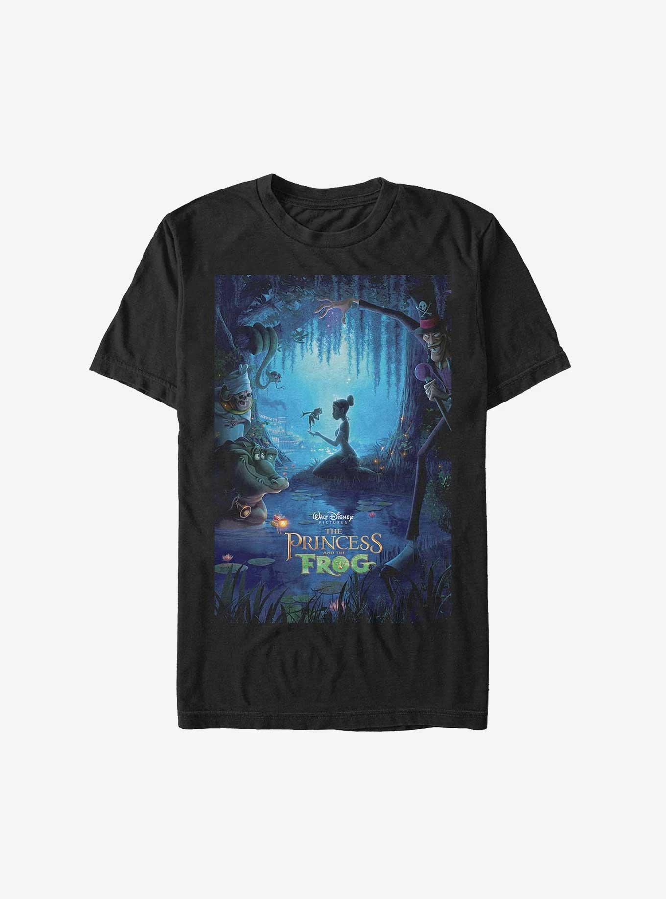 Disney The Princess and the Frog Tiana Kiss The Frog Poster Extra Soft T-Shirt, BLACK, hi-res