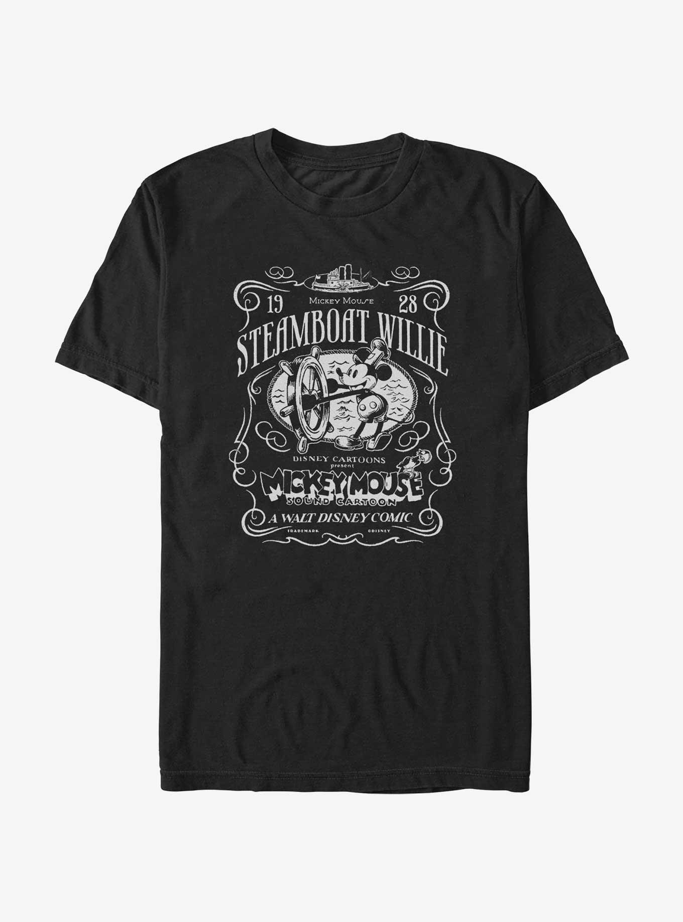 Disney100 Steamboat Willie Extra Soft T-Shirt, BLACK, hi-res