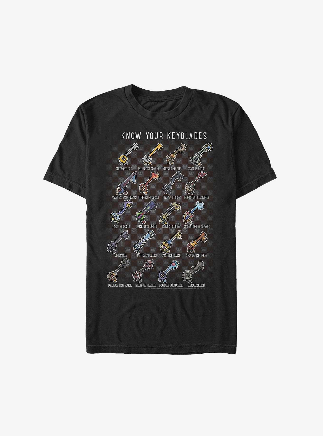 Disney Kingdom Hearts Keyblades Chart Heavyweight T-Shirt
