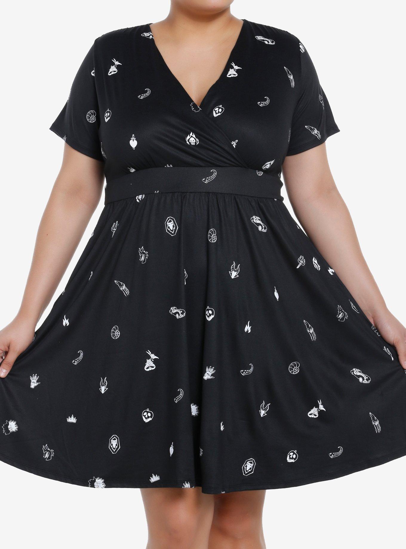 Her Universe Disney Villains Icons Dress Plus Size Her Universe Exclusive, BLACK  GREY, hi-res