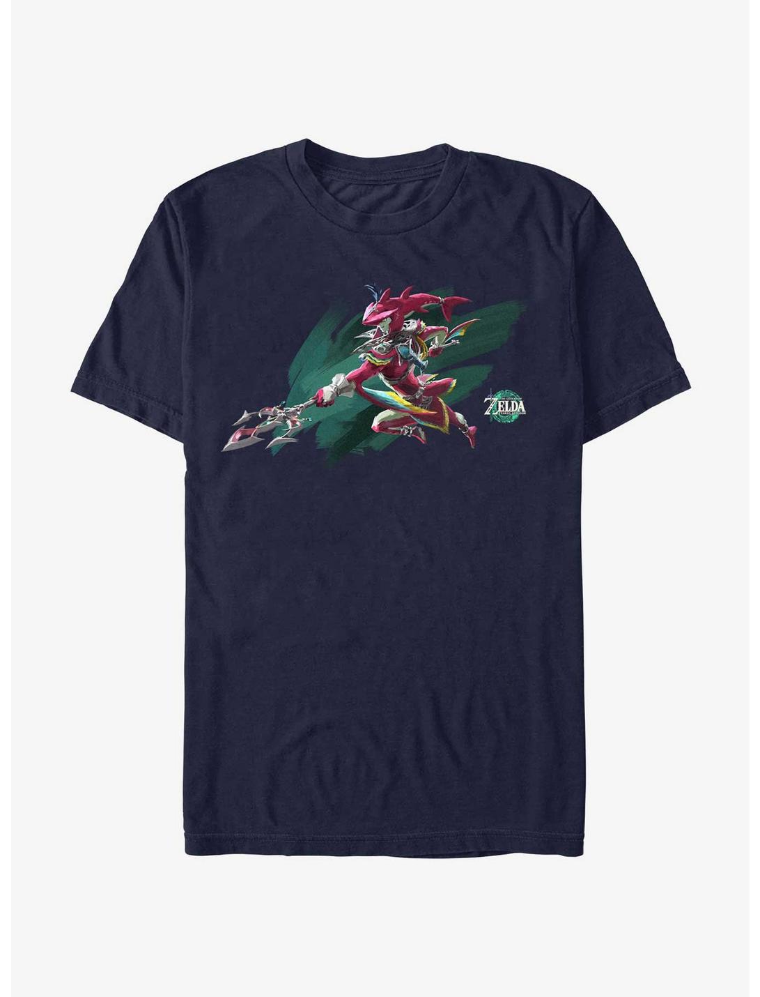 The Legend of Zelda: Tears of the Kingdom Sidon Logo T-Shirt, NAVY, hi-res