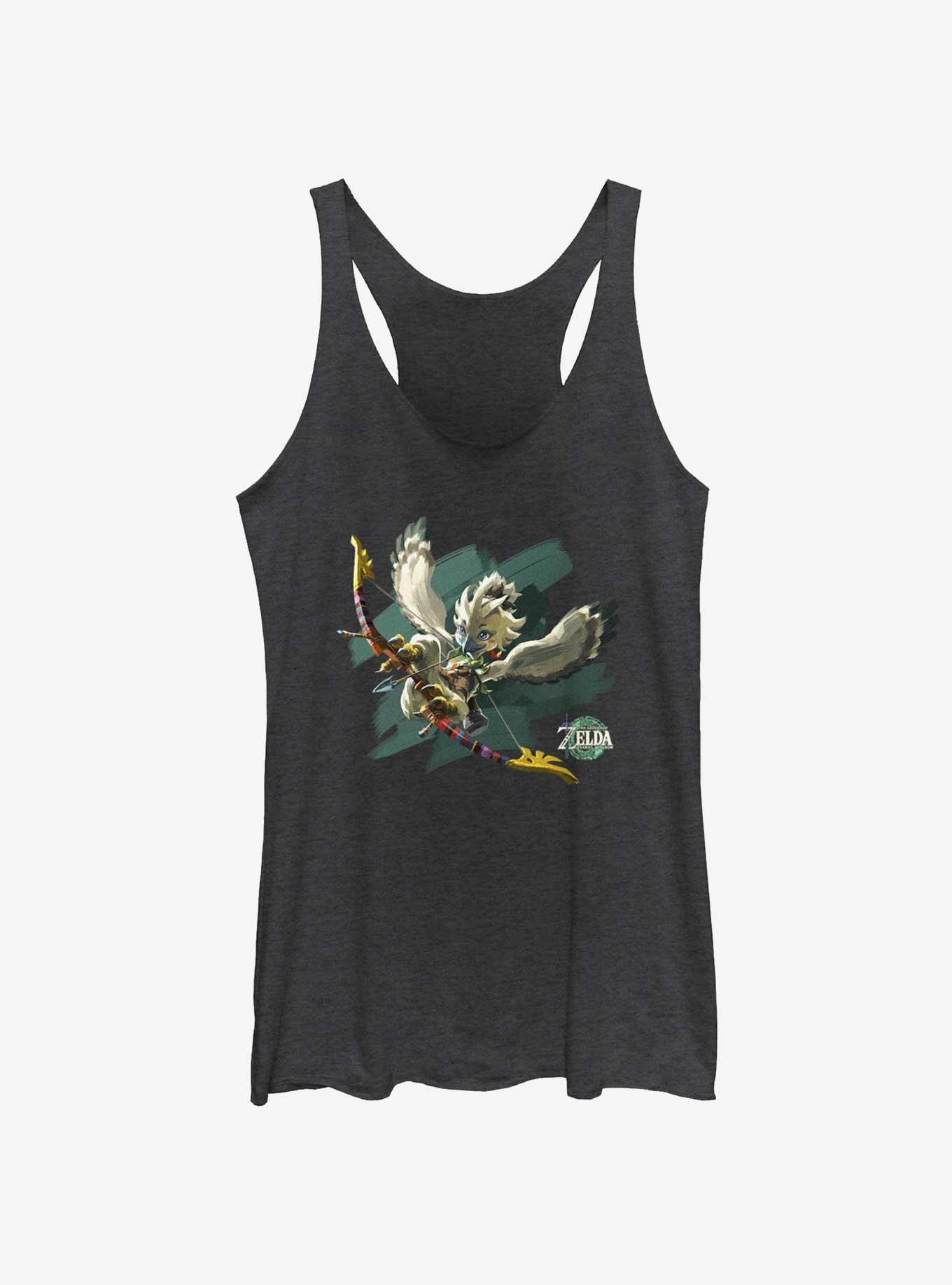 The Legend of Zelda: Tears of the Kingdom Tulin Logo Womens Tank Top, BLK HTR, hi-res