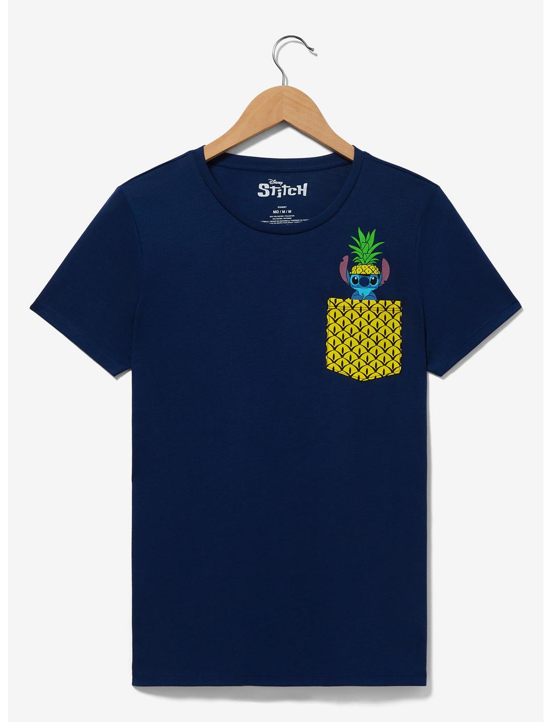 Disney Lilo & Stitch Pineapple Stitch Women's T-Shirt - BoxLunch Exclusive, NAVY, hi-res