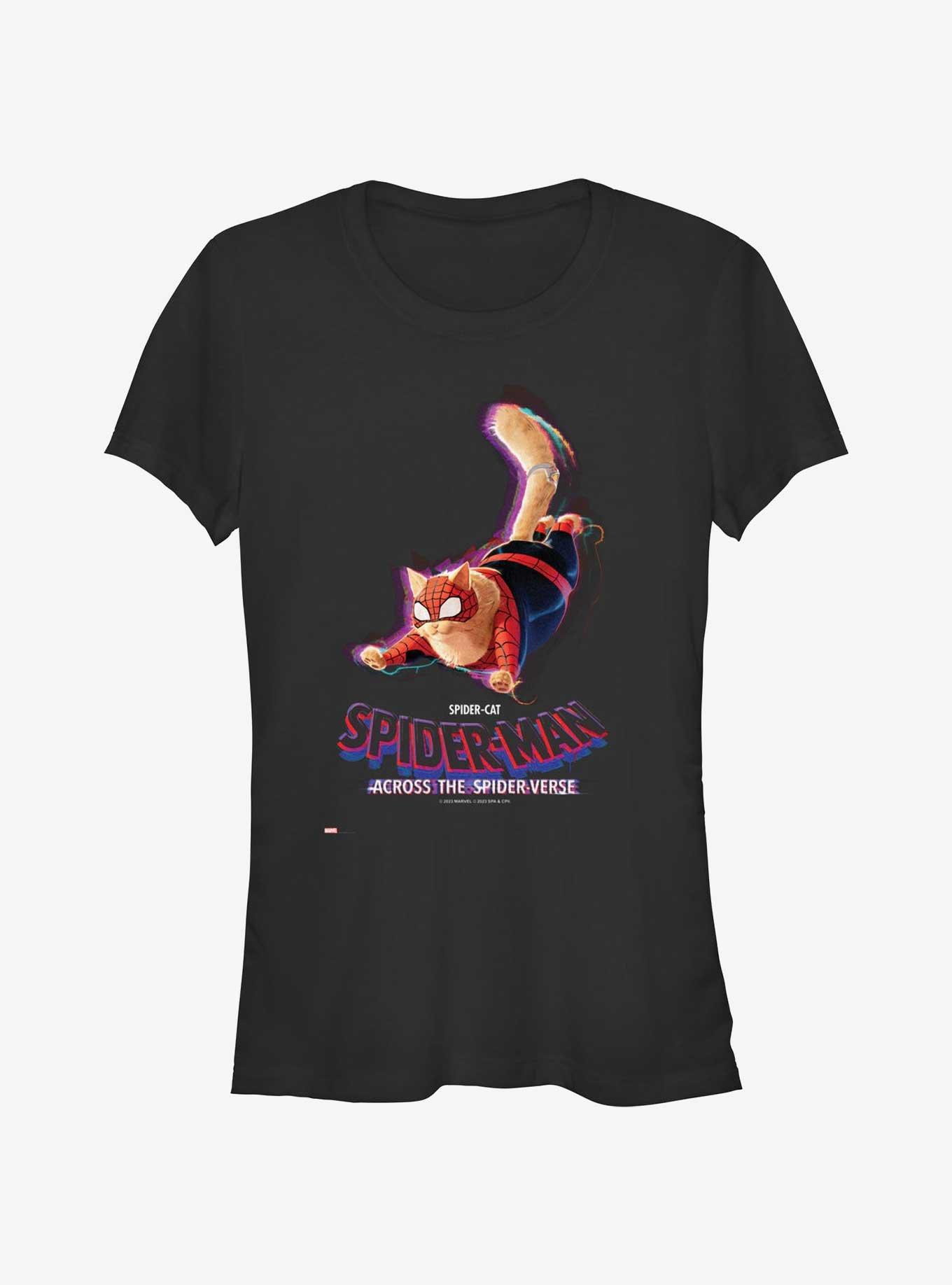 Spider-Man: Across The Spider-Verse Spider-Cat Poster Girls T-Shirt, BLACK, hi-res