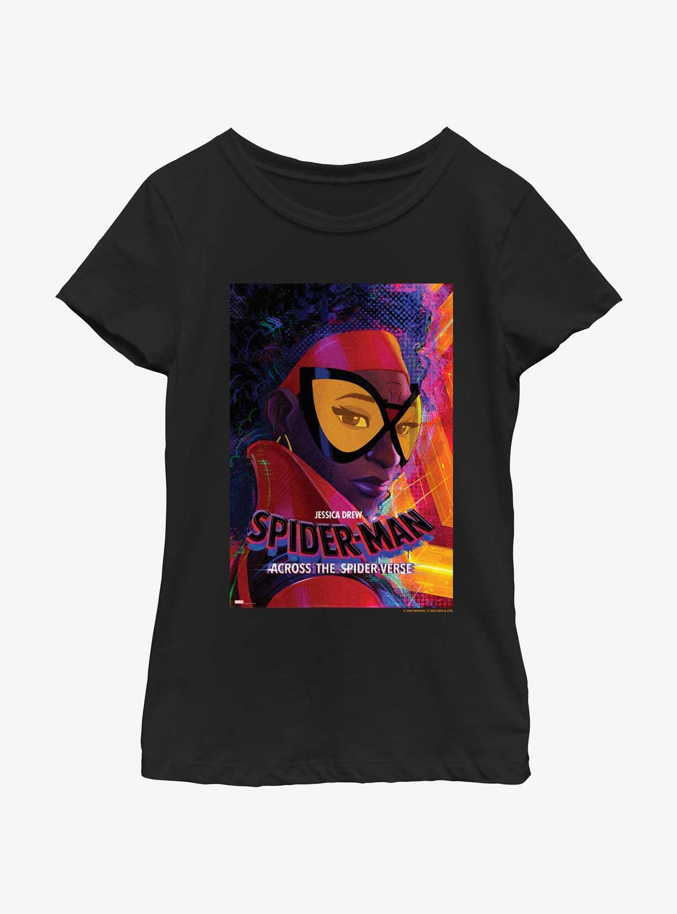 Spider-Man: Across The Spider-Verse Jessica Drew Spider-Woman Poster Youth Girls T-Shirt, BLACK, hi-res