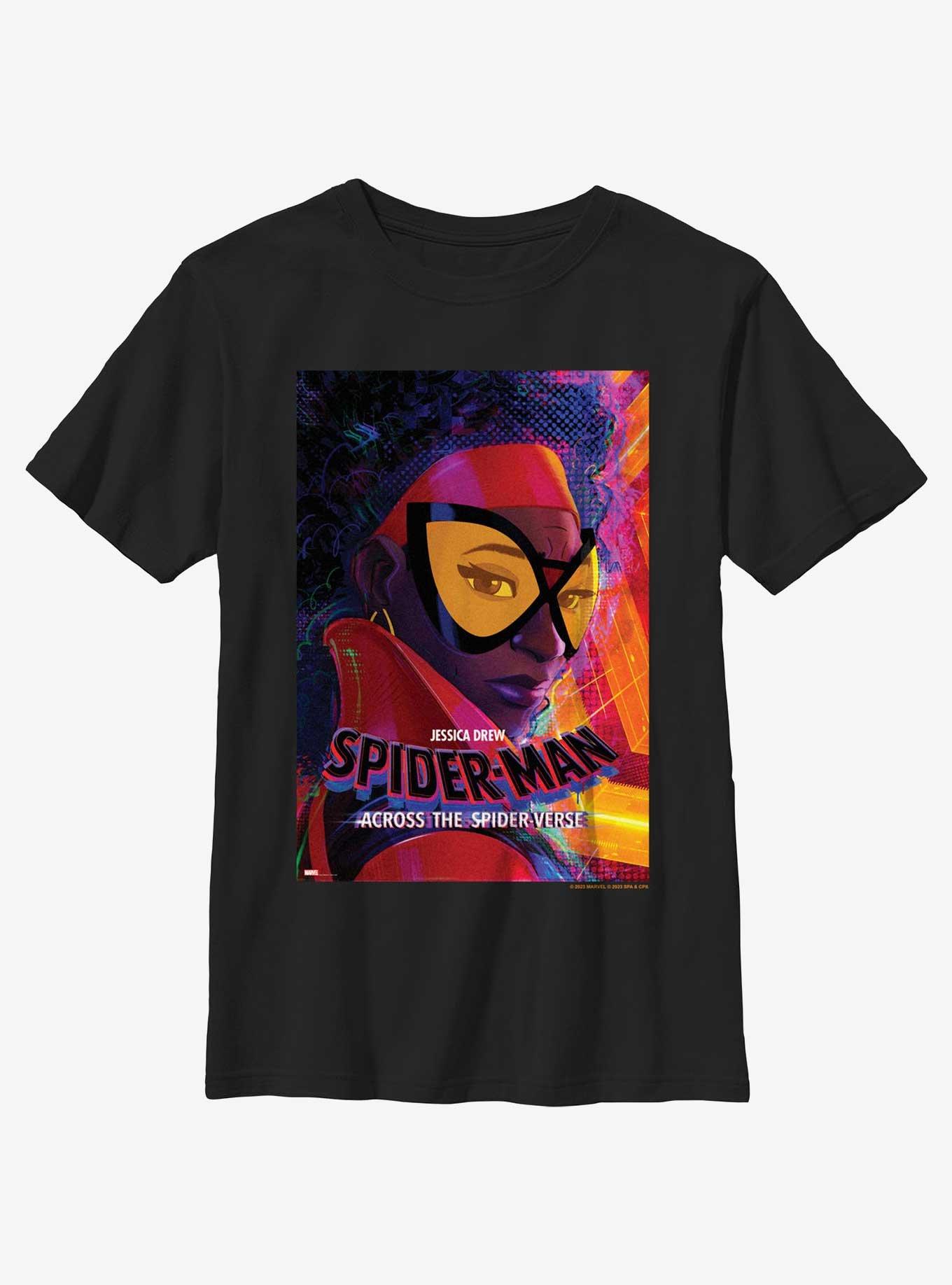 Spider-Man: Across The Spider-Verse Jessica Drew Spider-Woman Poster Youth T-Shirt, BLACK, hi-res
