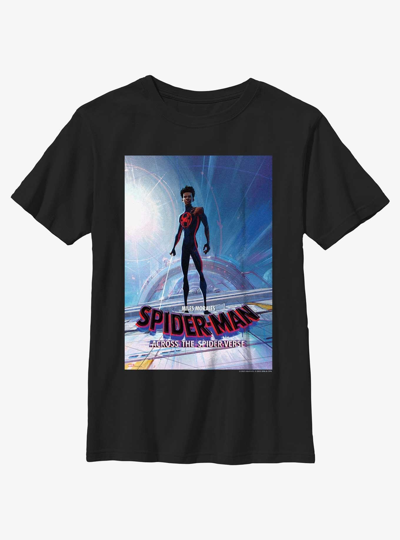Spider-Man: Across The Spider-Verse Miles Morales Poster Youth T-Shirt, BLACK, hi-res