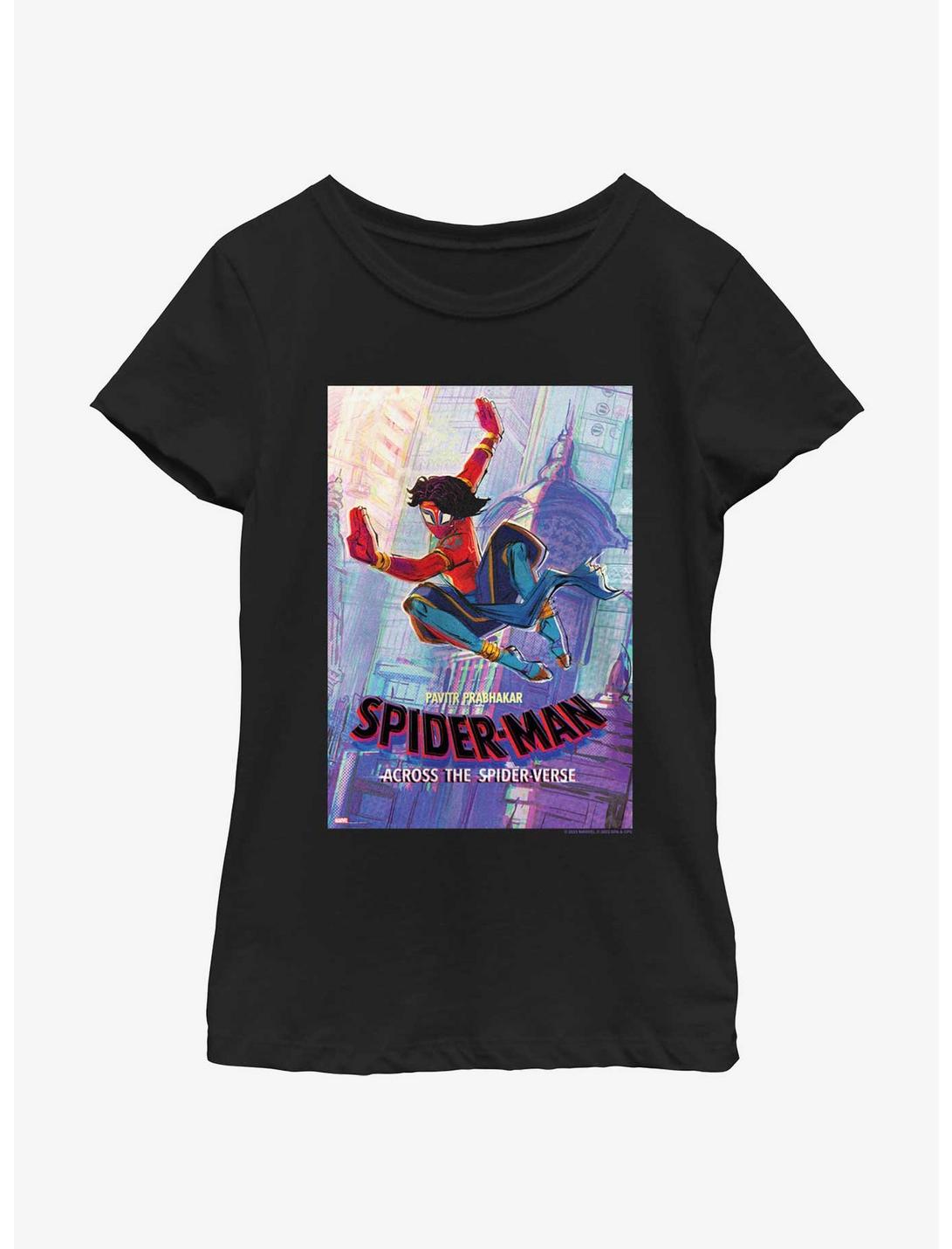 Spider-Man: Across The Spider-Verse Pavitr Prabhakar Poster Youth Girls T-Shirt, BLACK, hi-res