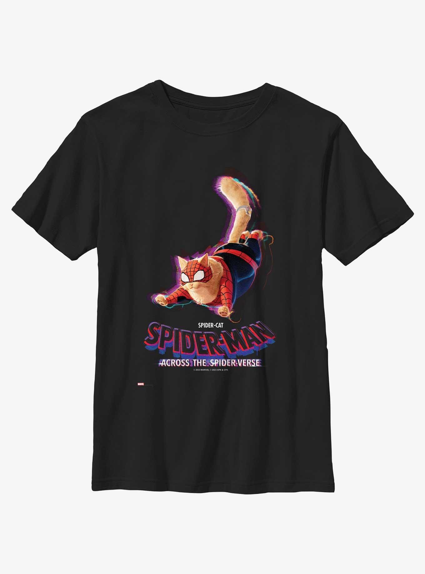 Spider-Man: Across The Spider-Verse Spider-Cat Poster Youth T-Shirt, BLACK, hi-res