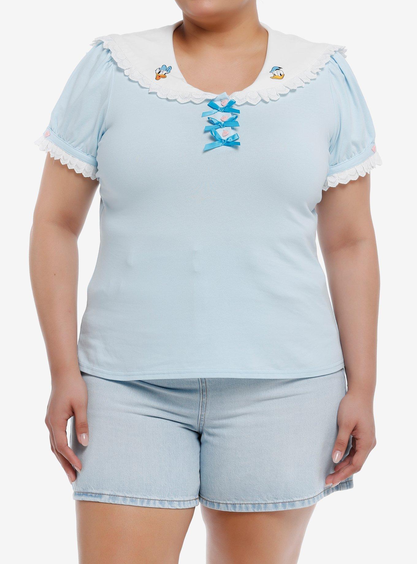 Her Universe Disney Donald Duck & Daisy Duck Sailor Top Plus Size, BABY BLUE, hi-res