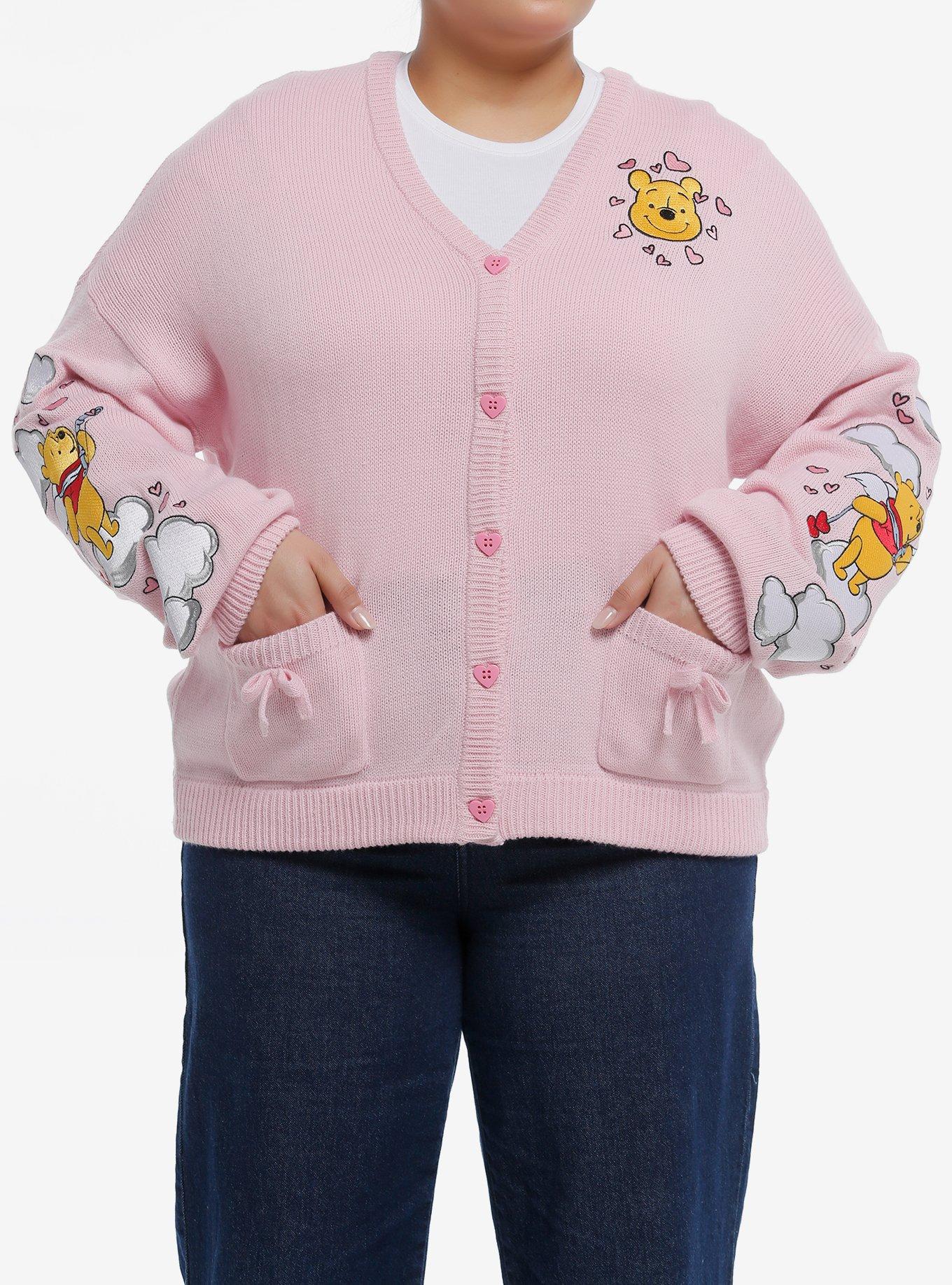 Her Universe Disney Winnie The Pooh Cupid Cardigan Plus Size, LIGHT PINK, hi-res