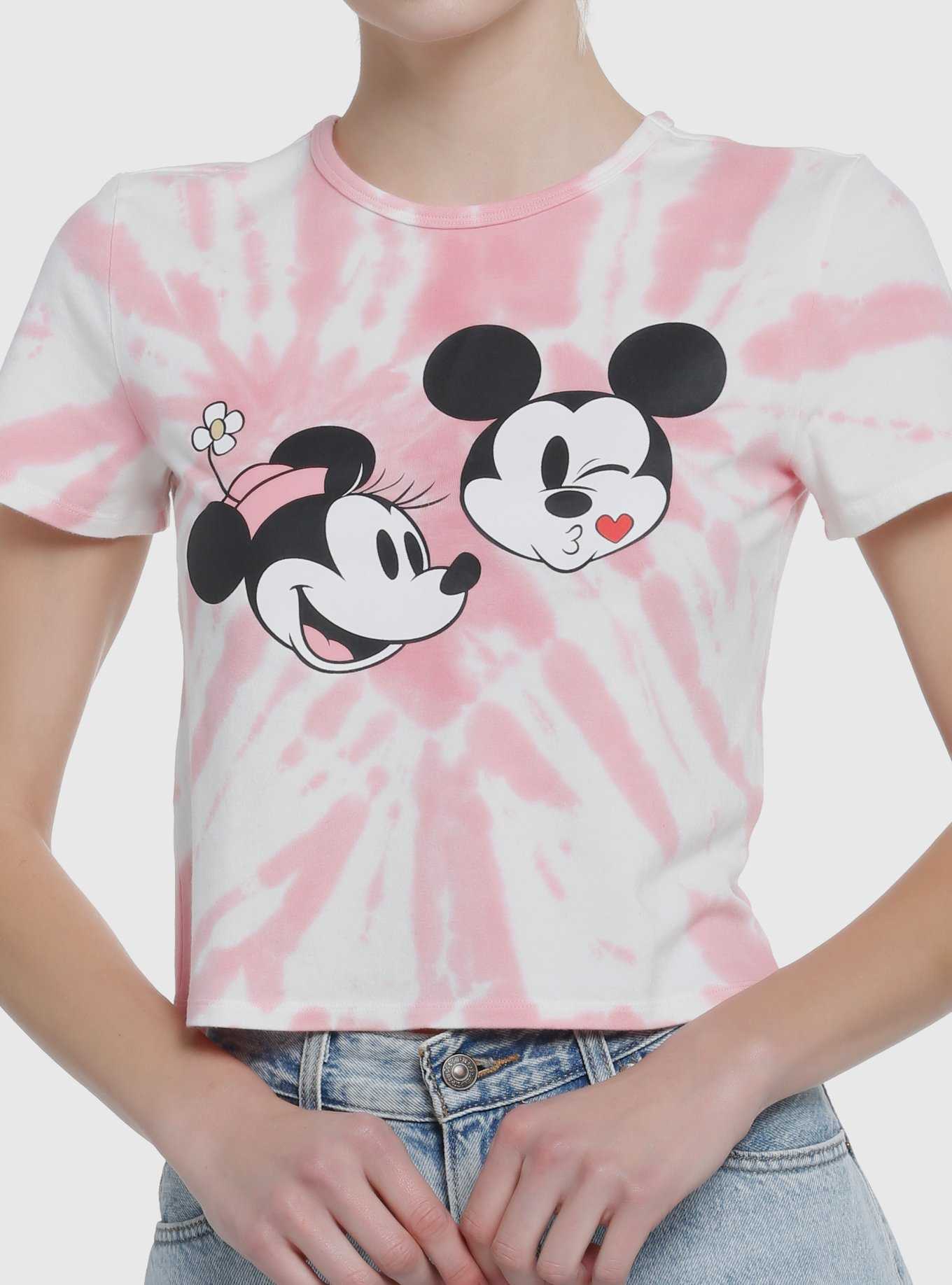 Her Universe Disney Mickey Mouse & Minnie Mouse Kiss Tie-Dye Crop T-Shirt, , hi-res