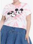 Her Universe Disney Mickey Mouse & Minnie Mouse Kiss Tie-Dye Crop T-Shirt Plus Size, LIGHT PINK, hi-res