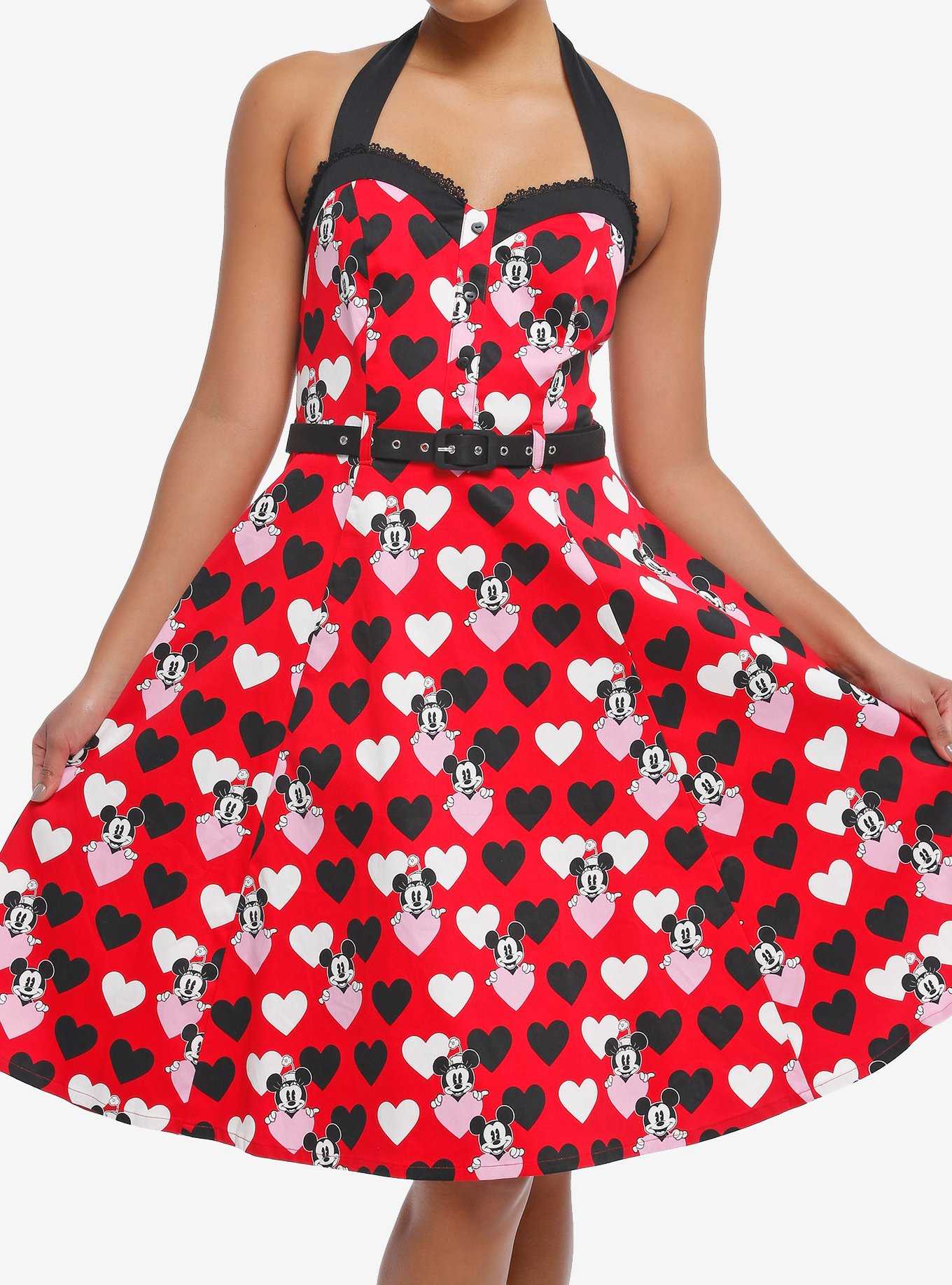 Her Universe Disney Mickey Mouse & Minnie Mouse Hearts Retro Halter Dress Her Universe Exclusive, , hi-res