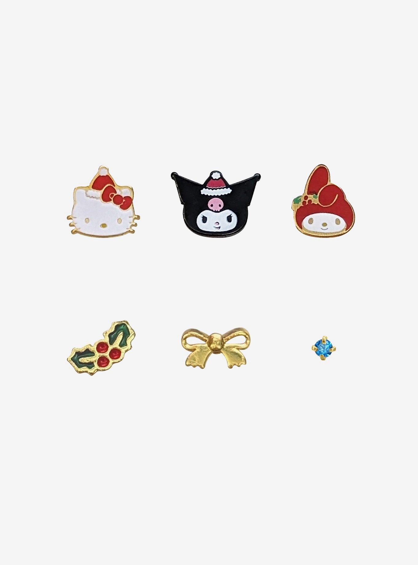 Steel Gold Hello Kitty And Friends Holiday Nose Stud 6 Pack, , hi-res