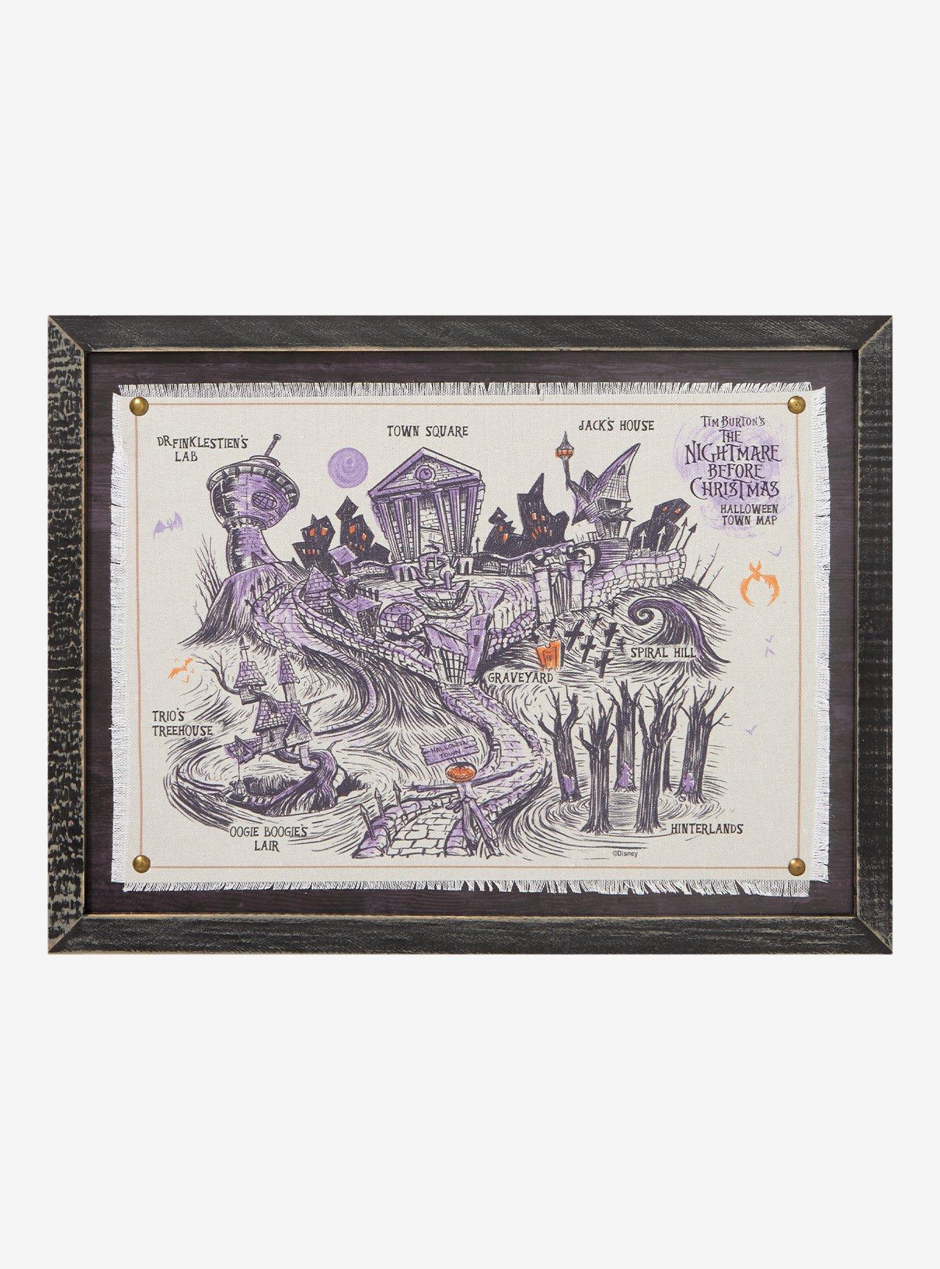 The Nightmare Before Christmas Halloween Town Map Wooden Wall Art, , hi-res