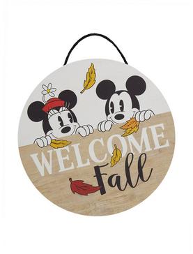 Disney Mickey Mouse & Minnie Mouse Welcome Fall Door Sign, , hi-res