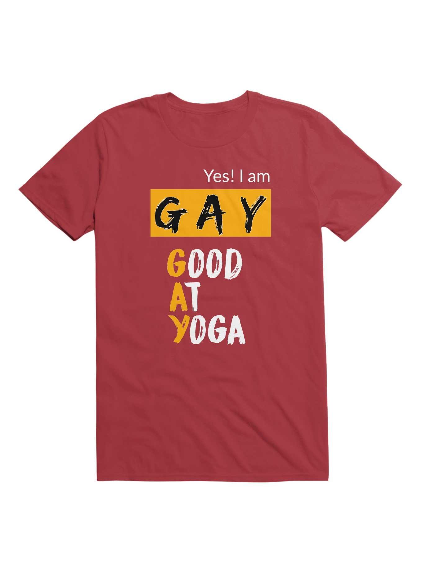 Yes I'm Gay Good At Yoga T-Shirt, , hi-res