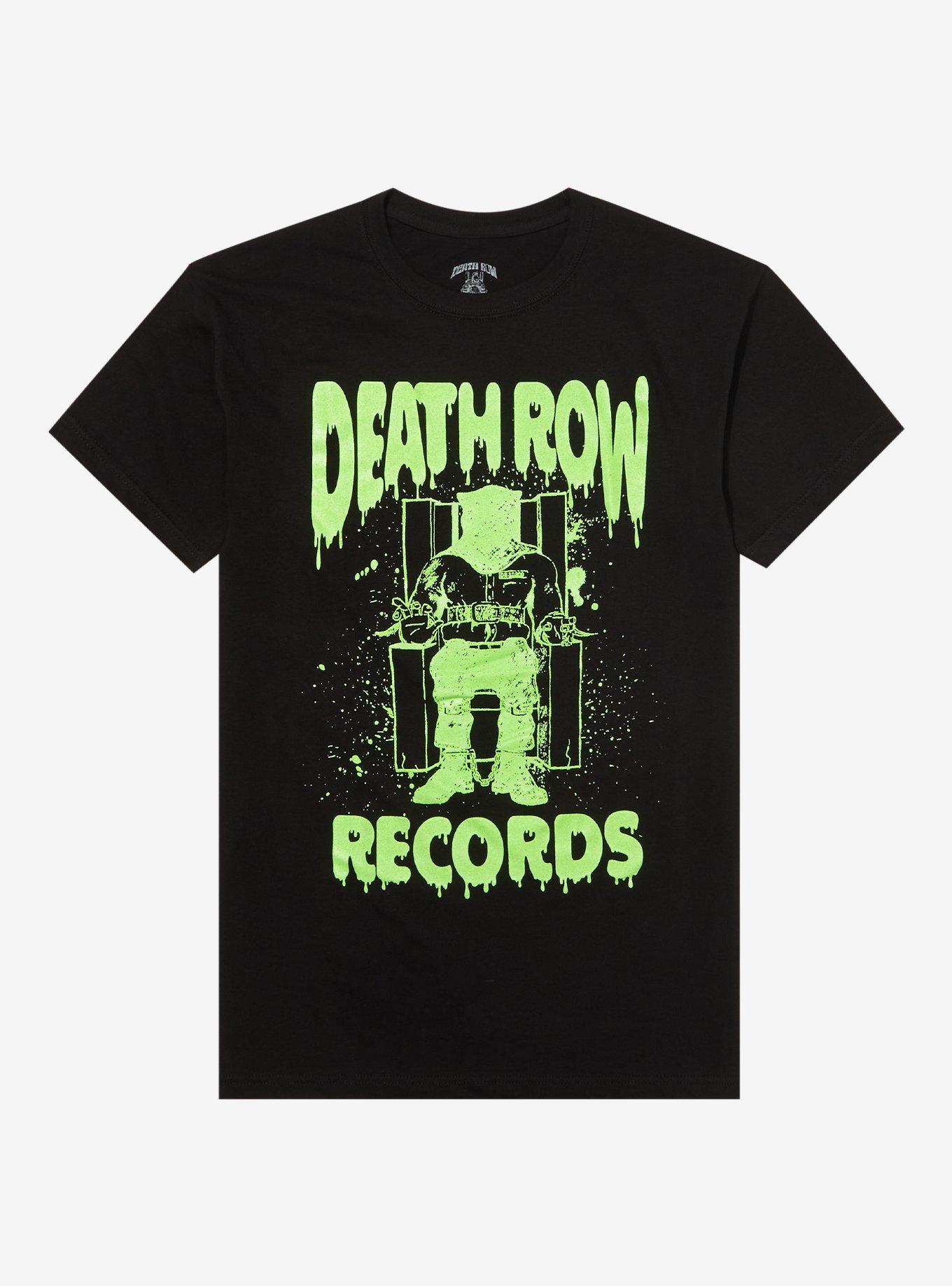 Death Row Records Green Glow-In-The-Dark Logo Boyfriend Fit Girls T-Shirt, BLACK, hi-res