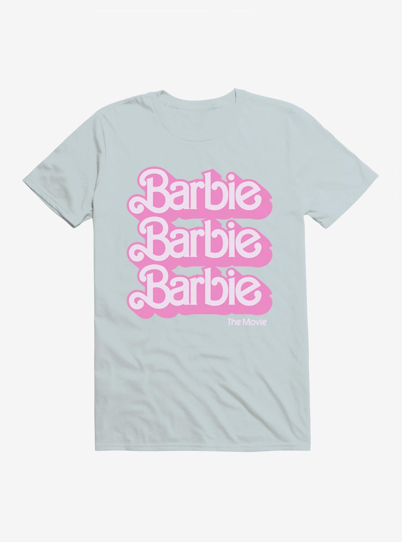 Barbie The Movie Text Stack Extra Soft T-Shirt, LIGHT BLUE, hi-res
