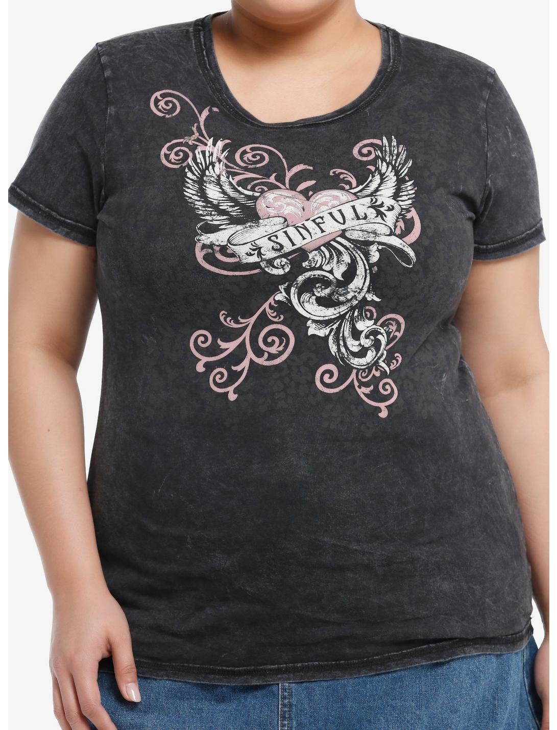 Social Collision Sinful Winged Heart Girls T-Shirt Plus Size, PINK, hi-res
