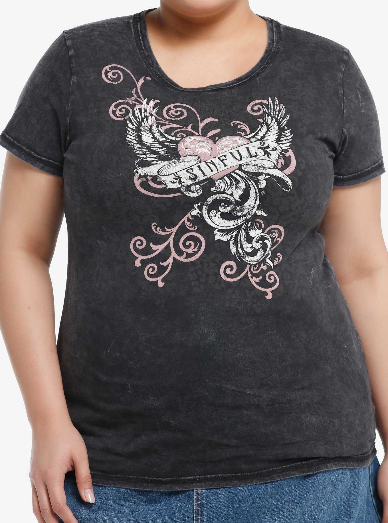 Social Collision Sinful Winged Heart Girls T-Shirt Plus Size, , hi-res