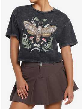 Thorn & Fable Moth Mushrooms Mineral Wash Girls Crop T-Shirt, , hi-res