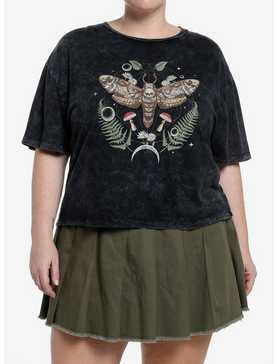 Thorn & Fable Moth Mushrooms Mineral Wash Girls Crop T-Shirt Plus Size, , hi-res