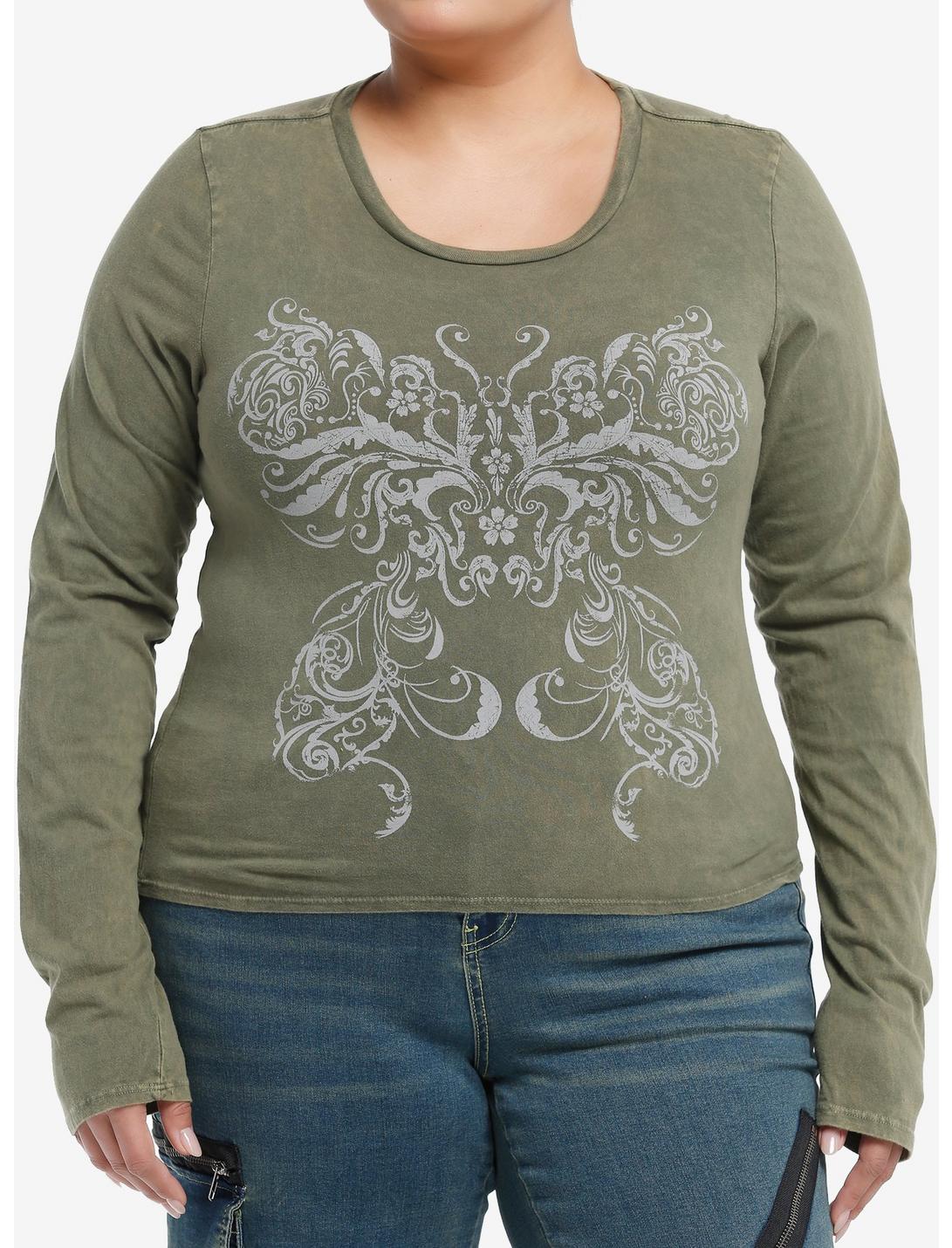 Social Collision Filigree Butterfly Girls Long-Sleeve T-Shirt Plus Size, , hi-res