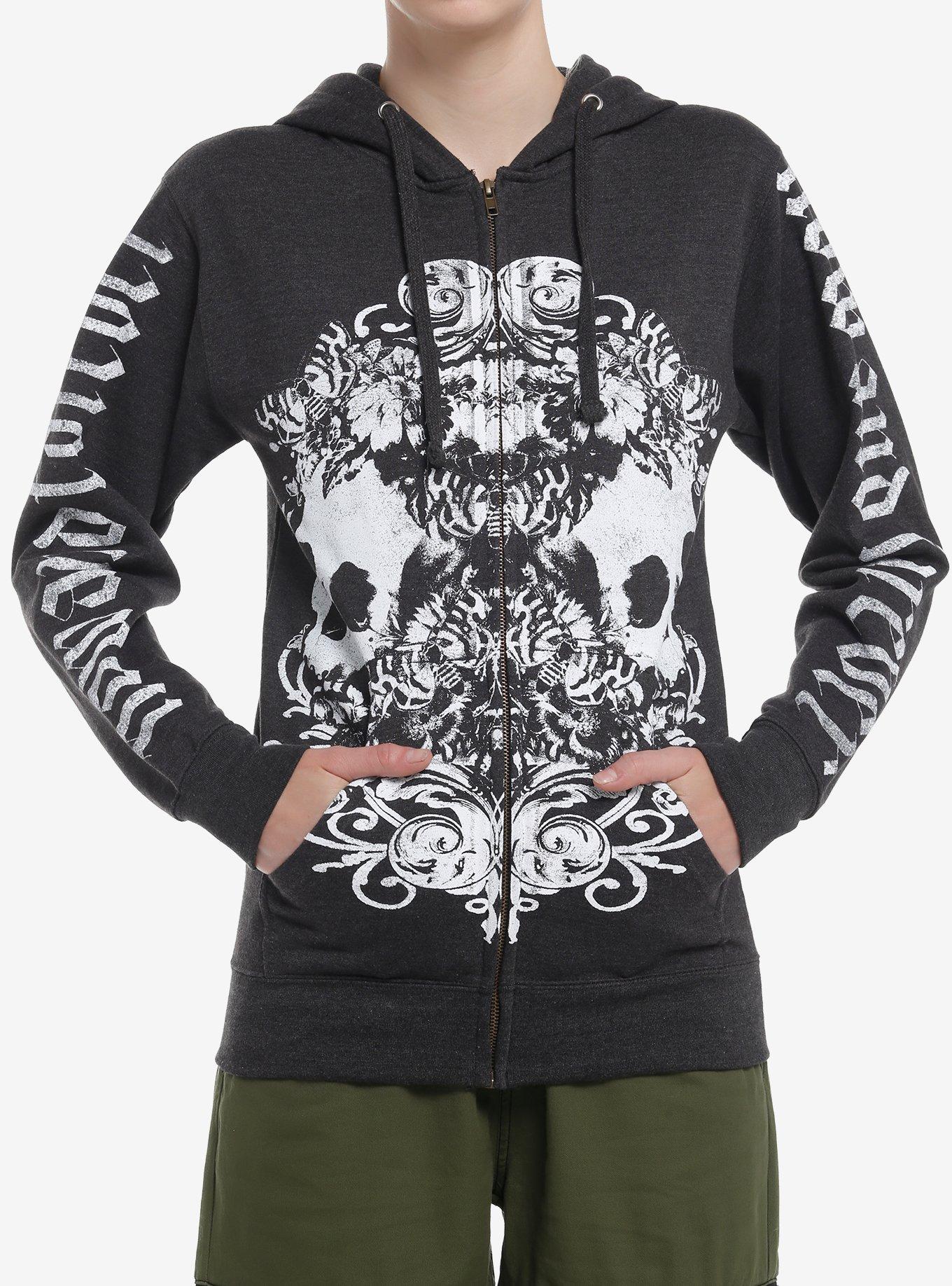 Social Collision Skulls & Flowers Girls Hoodie, , hi-res